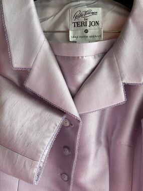 Teri Jon Lavender Silk Blazer with Beaded Trim and Matching Skirt